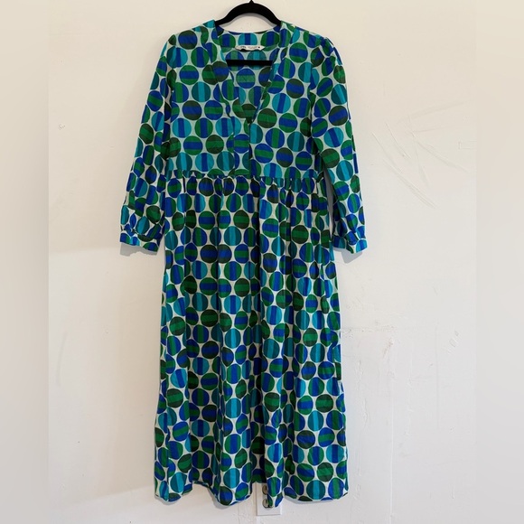 ZARA Printed Midi Dress 100% Cotton Sz Small Boho Retro Twee - Picture 2 of 9